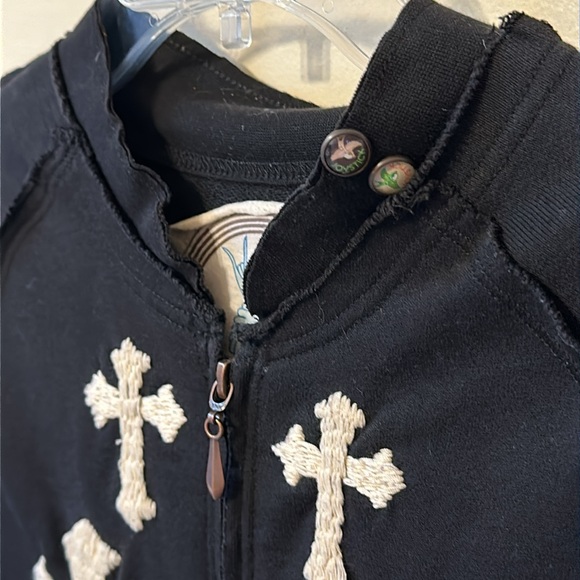 Joystick Johnny Was Size Small Black - Cross Embroidered Stitch Full Zip Jacket - Picture 2 of 9